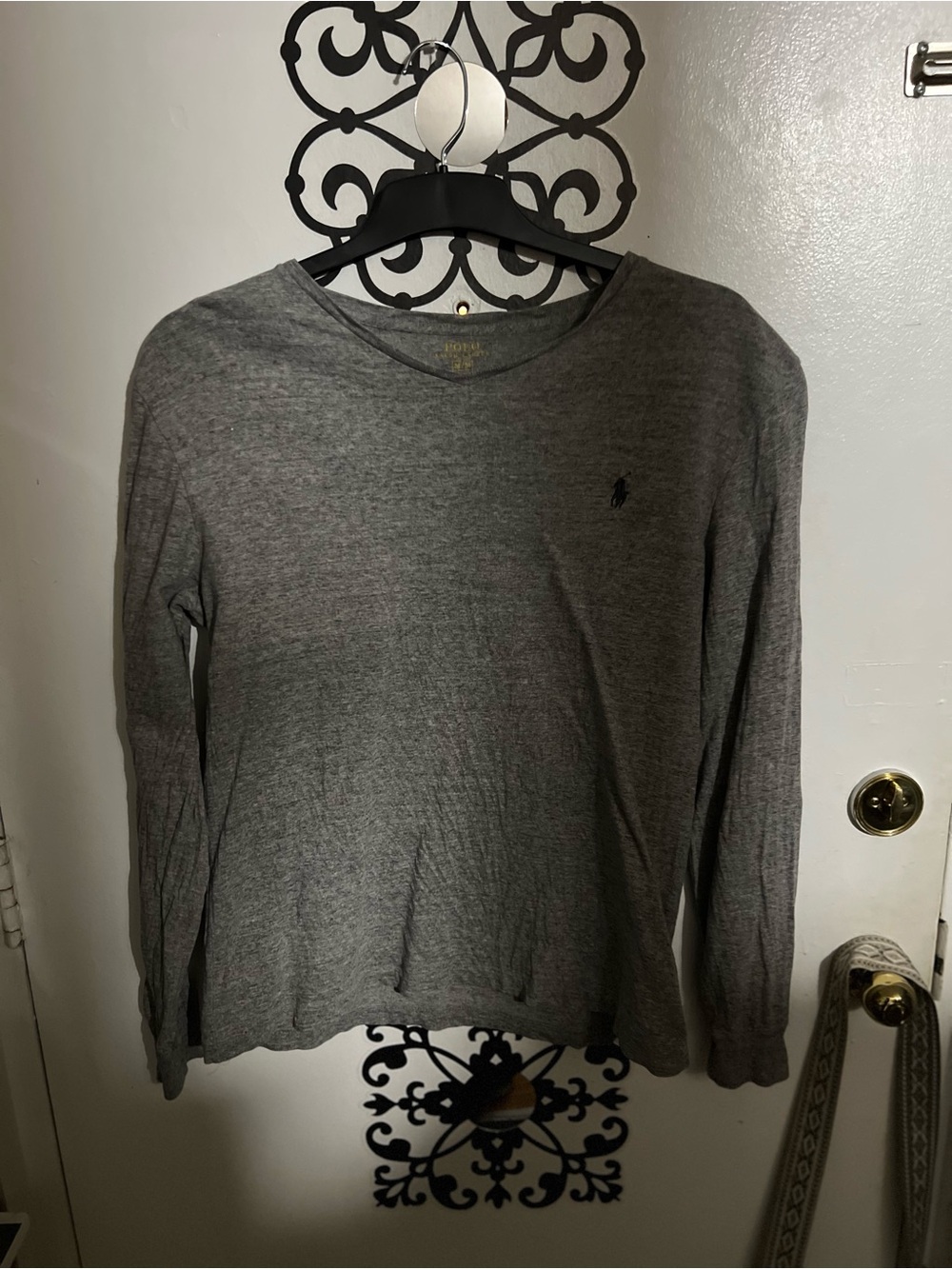 Polo Ralph Lauren Long Sleeve Cotton Jersey Crewneck Tee Gray